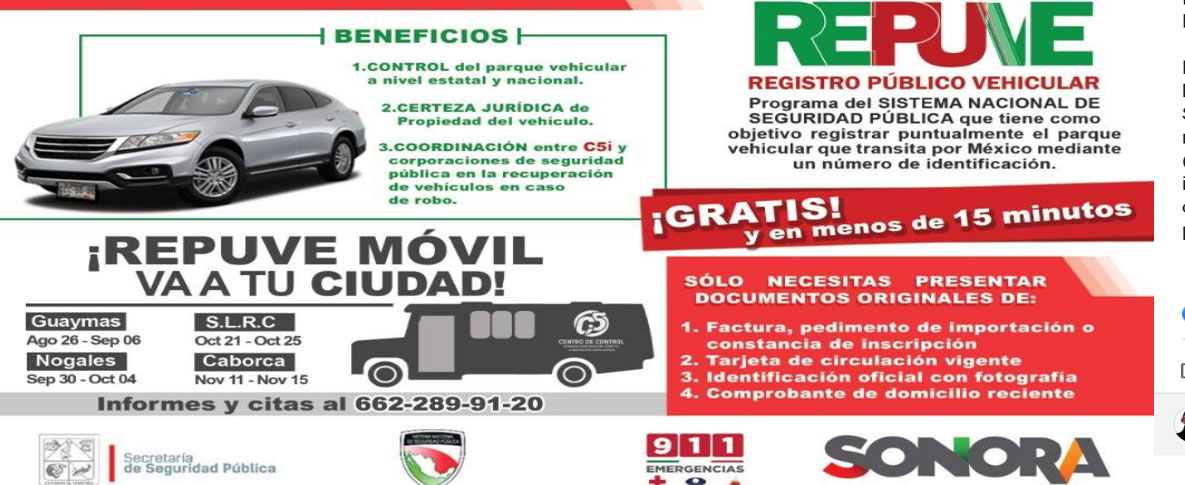 Instalará Ssp Módulo Itinerante De Repuve En Guaymas