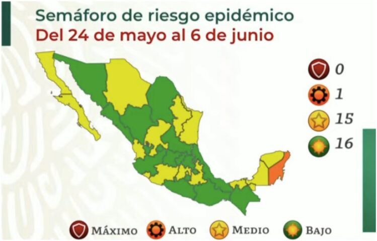 México se pinta de verde en el semáforo COVID; 16 estados están en el riesgo mínimo