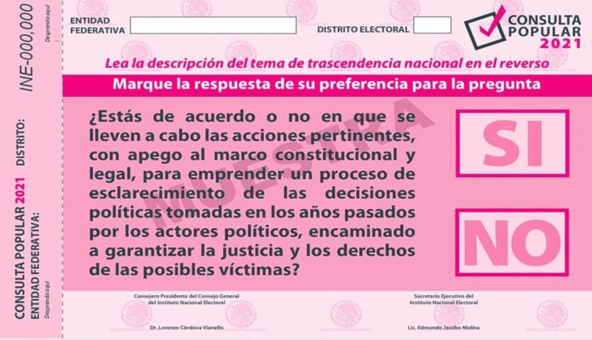 Conoce la boleta de la consulta popular sobre juicio a expresidentes