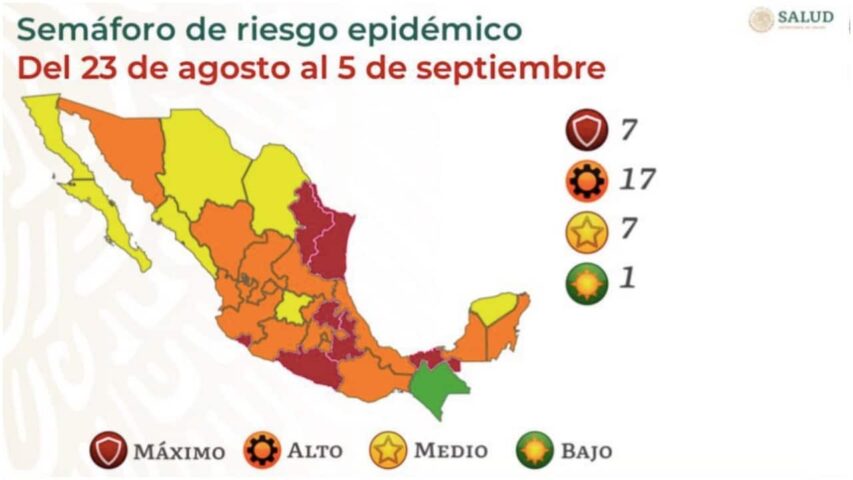 7 estados estarán en Semáforo Rojo y 17 en Naranja por COVID: Salud Federal