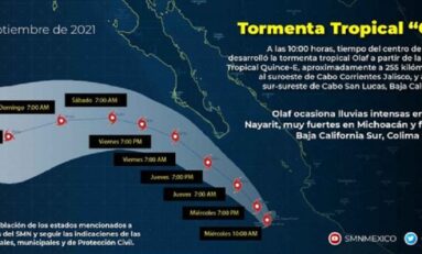Tormenta tropical Olaf se forma en costas de Jalisco