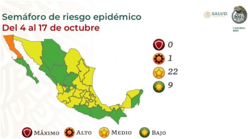 Baja California, único estado en semáforo naranja por covid; nueve ya están en verde