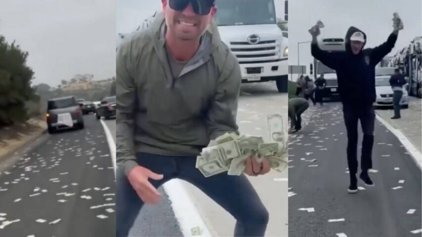Camión blindado provoca lluvia de billetes en  autopista