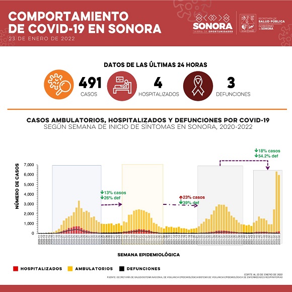 Confirma Secretaría de Salud 491 casos y tres defunciones por Covid-19