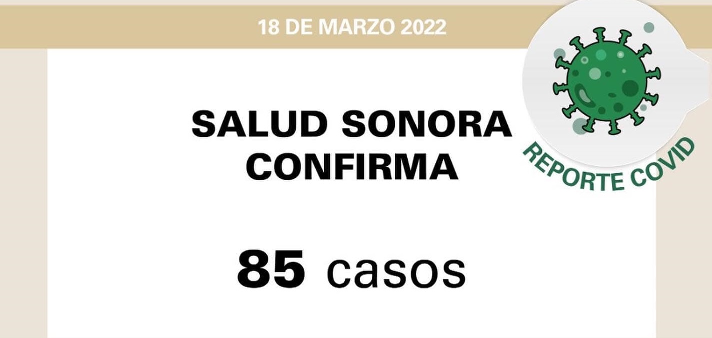 La Secretaría de Salud confirmó 85 casosde Covid-19 y cero defunciones