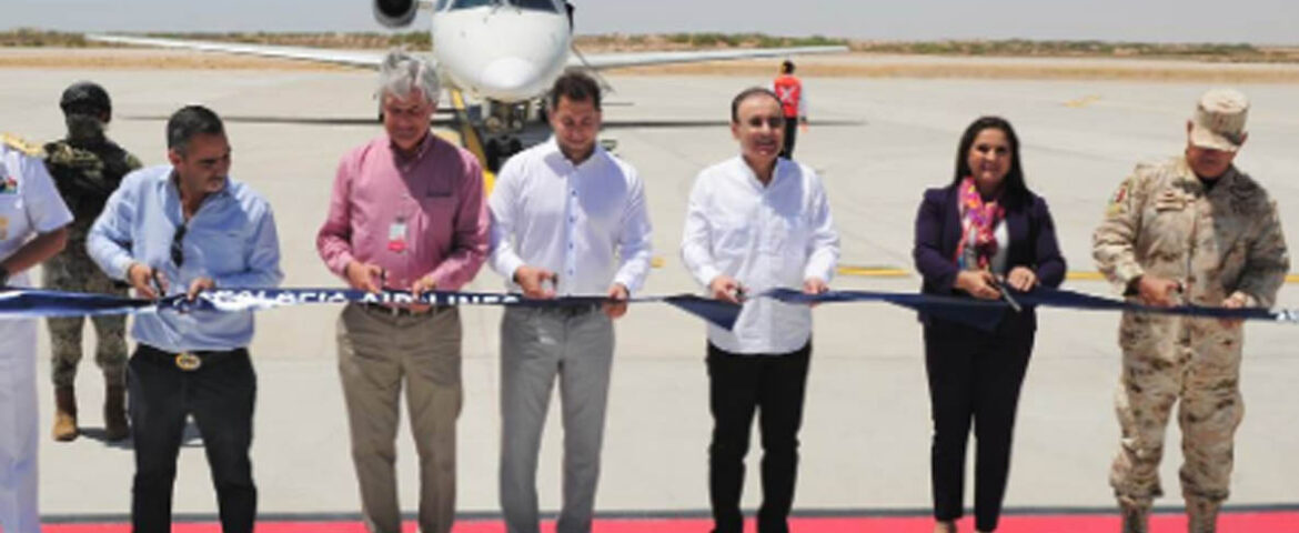 Inaugura gobernador Alfonso Durazo vuelo Tijuana-Puerto Peñasco