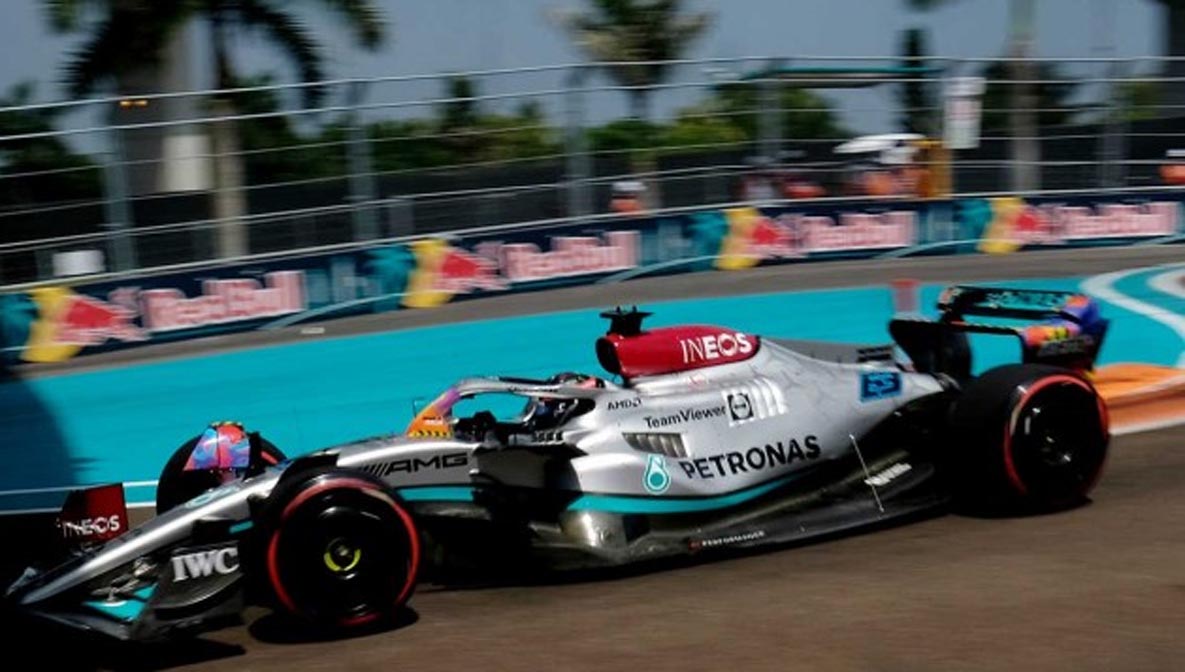 Russell domina la segunda práctica en Miami; ‘Checo’ es tercero