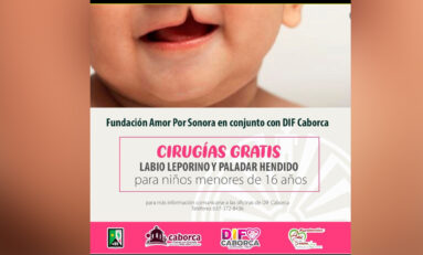 Realizarán cirugías gratis para niños con labio leporino y paladar hendido en Caborca
