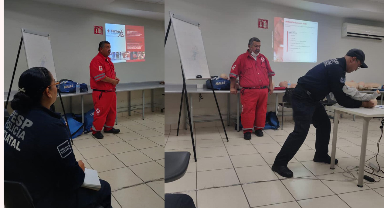 Recibe Policía Estatal capacitación en primeros auxilios por personal de Cruz Roja