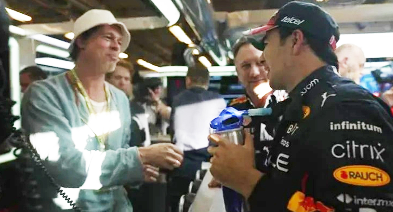 Brad Pitt saludó a Checo Pérez y le externó su admiración: “Es un gusto conocerte, es genial verte correr”