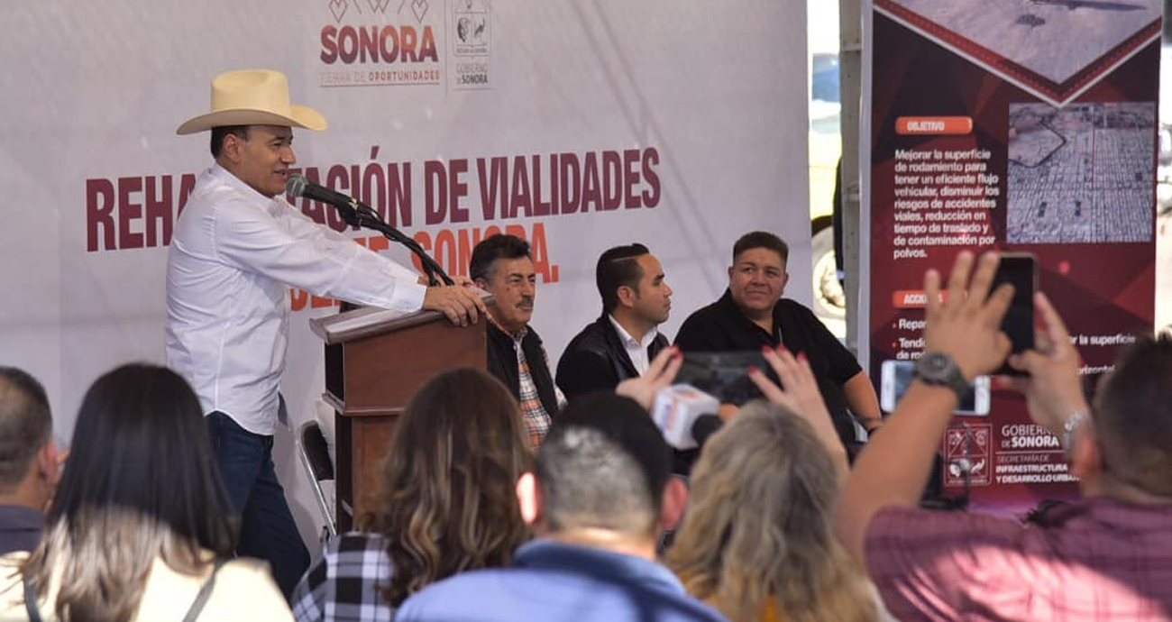 Dan banderazo Alcalde y Gobernador a programa de mejoramiento de vialidades en cajeme