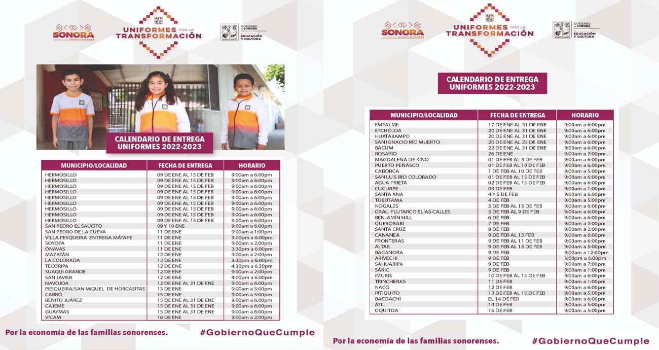 Próximo lunes inicia segunda etapa de entrega de uniformes escolares deportivos: SEC.