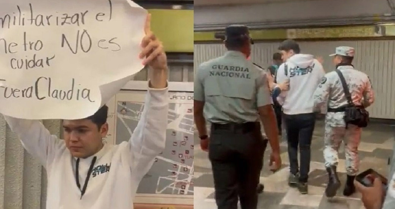 Suspenden a elementos de la GN por detener a manifestante en Metro Tlatelolco
