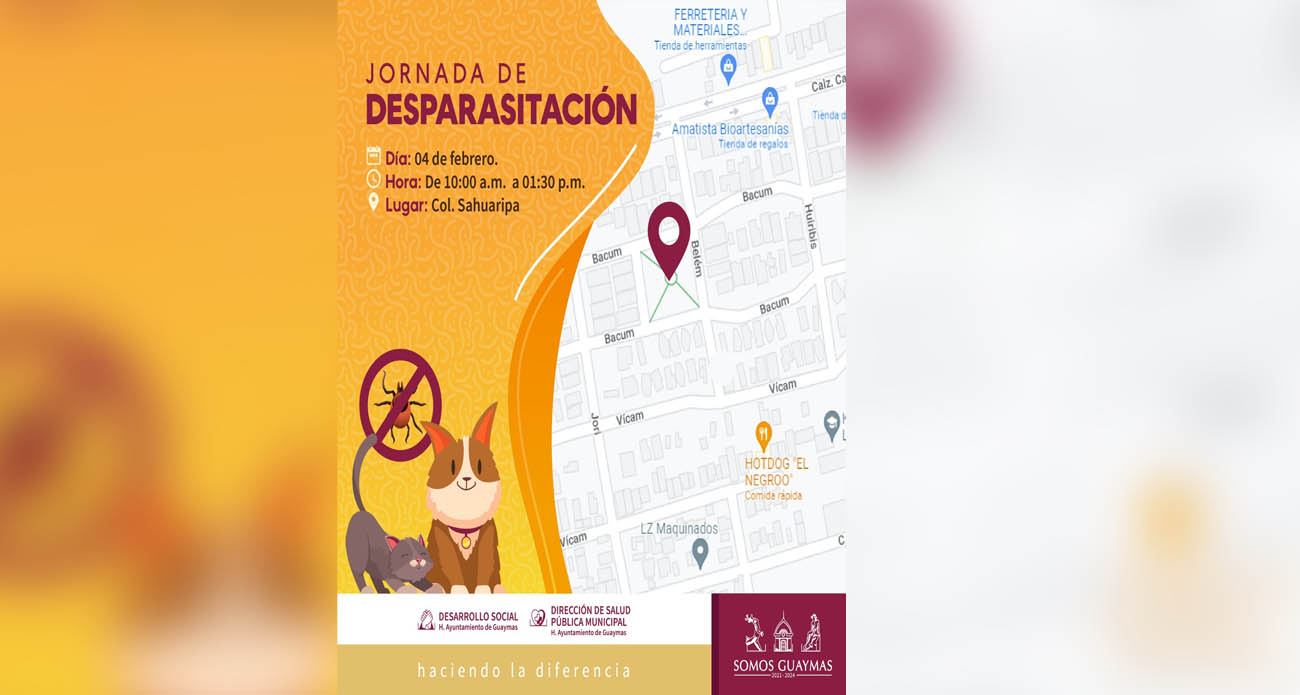 Invitan a jornada de desparasitación en la colonia Sahuaripa.