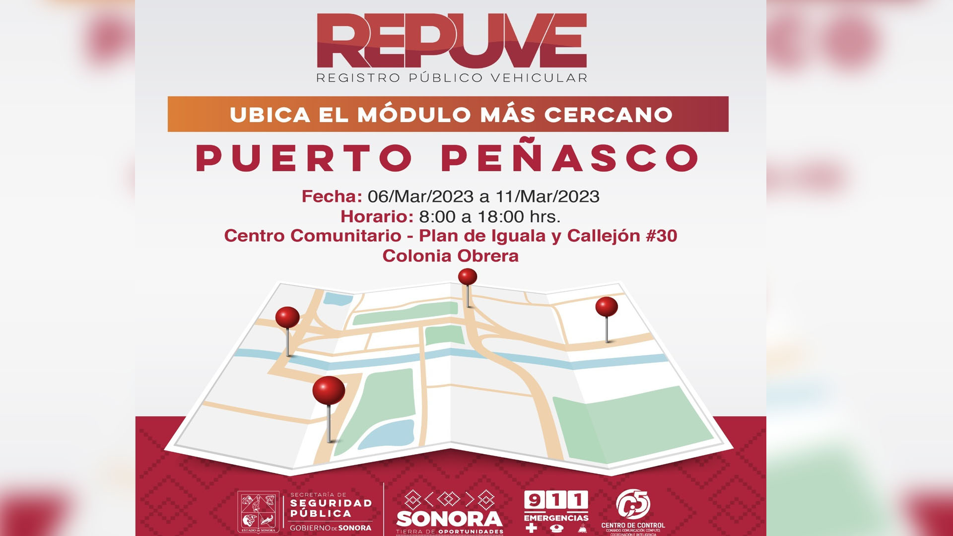 Acerca Gobierno de Sonora módulo móvil de Repuve a Puerto Peñasco