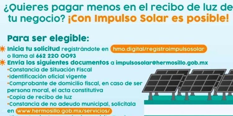 Convoca Ayuntamiento a empresas de Hermosillo a registrarse para recibir apoyo del programa Impulso Solar