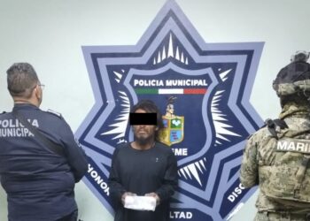 Detienen Oficiales de la Policía Municipal y Marina a hombre con dosis de cristal