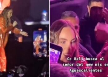Belinda se baja a abrazar a un fan triste en su concierto: ‘¿Por qué llora, señor?’