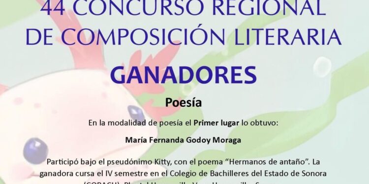 Gana alumna de Cobach Sonora primer lugar en poesía en concurso regional