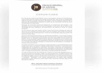 COMUNICADO Fiscalía General de Justicia del Estado de Sonora