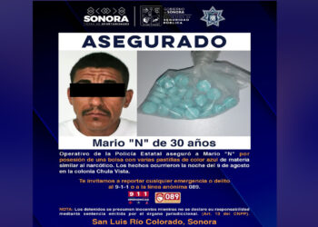 Incauta Policía Estatal pastillas azules de presunta droga en San Luis Río Colorado.