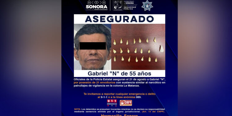 Incauta Policía Estatal narcótico durante operativo de vigilancia en Hermosillo.