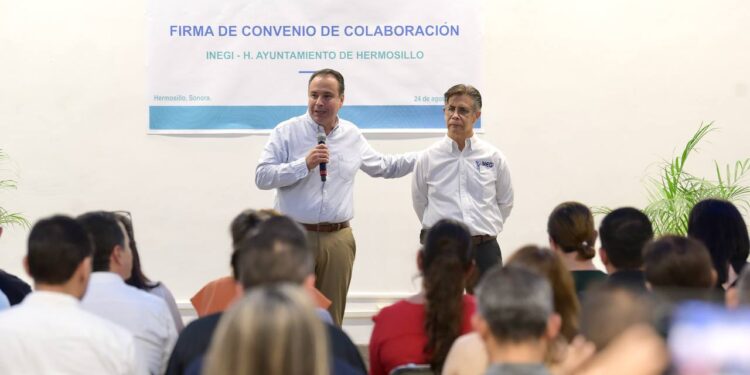 Concreta Toño Astiazarán acuerdo con INEGI para mejorar procesos a favor de hermosillenses