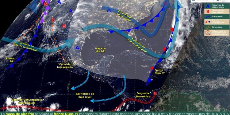 Este martes, se espera ambiente muy frío en zonas de Chihuahua, Durango, Hidalgo, Puebla y Veracruz
