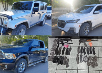 Elementos de la Mesa de Seguridad aseguran vehículos con armas y droga en Hermosillo