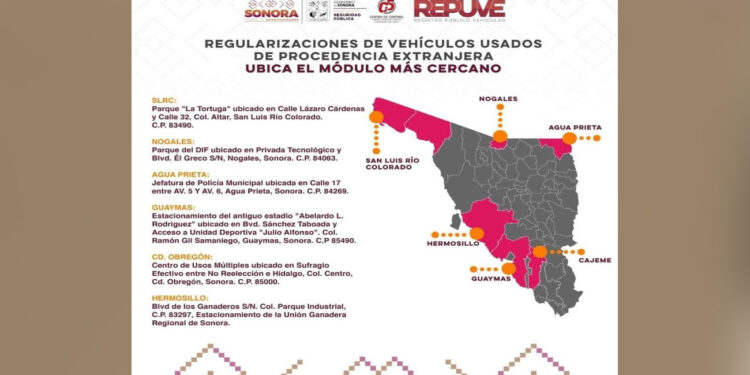 Repuve instalará módulos fijos en municipios para regularizar vehículos usados de procedencia extranjera