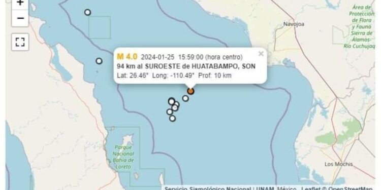 SIN AFECTACIONES TRAS SISMO DE 4 GRADOS AL SUR DE HUATABAMPO