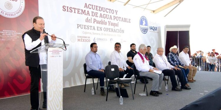 Cumplen Presidente López Obrador y Gobernador Durazo demanda histórica de llevar agua potable por primera vez a 50 comunidades Yaquis