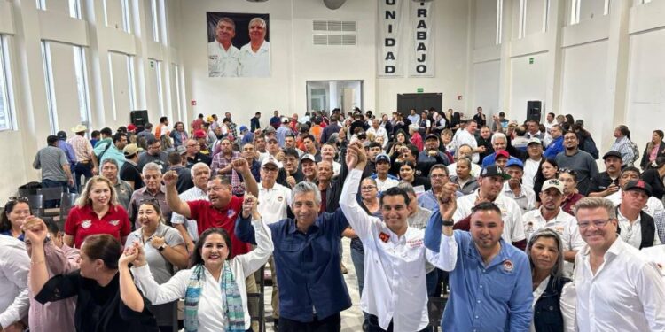 Rodrigo Bours y sindicalistas de Cajeme, respaldan a la fórmula Celida-Froylán
