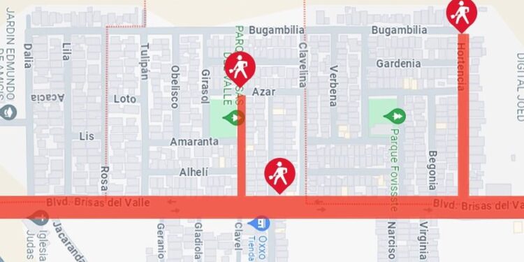 Calles que  se encuentran cerradas por obras en proceso