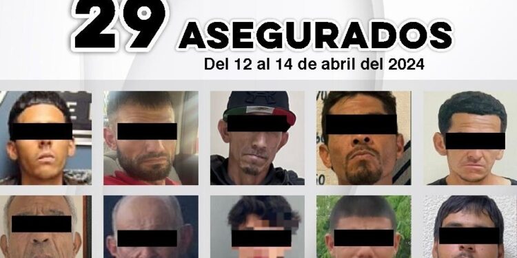 Detiene Policía Estatal a 29 personas en tres días de operativos.
