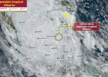 La trayectoria de la Depresión Tropical Alberto