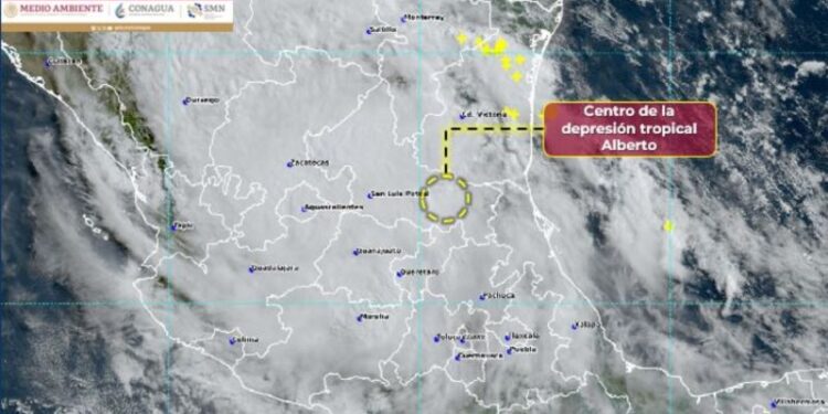 La trayectoria de la Depresión Tropical Alberto