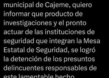 Caen presuntos responsables del asesinato de Luis Miguel Castro aAcosta director de OOMAPAS de Cajeme