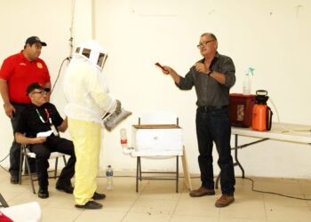Capacitan a elementos de bomberos y protección civil en el manejo de enjambres fuera de su colmena