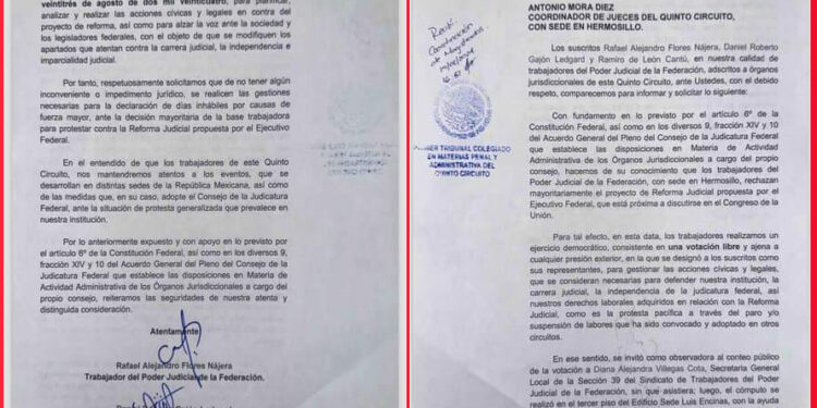 Trabajadores del Poder Judicial de la Federación en #Hermosillo se van a paro de labores de manera indefinida