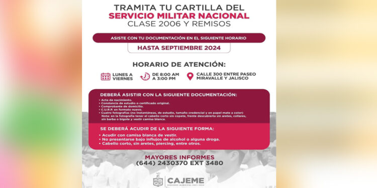 Invitan a las y los jóvenes a realizar su trámite para la cartilla del servicio militar nacional