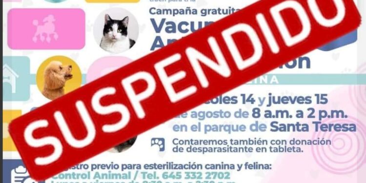 Atención, SUSPENDEN campaña de esterilización Canina y Felina