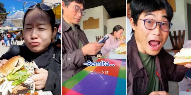 Japonés se asombra al probar por primera vez las cemitas poblanas: “Si fuera Japón estaría muy caro”