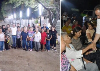 Entrega Alcalde de Hermosillo andador iluminado en la colonia Café Combate