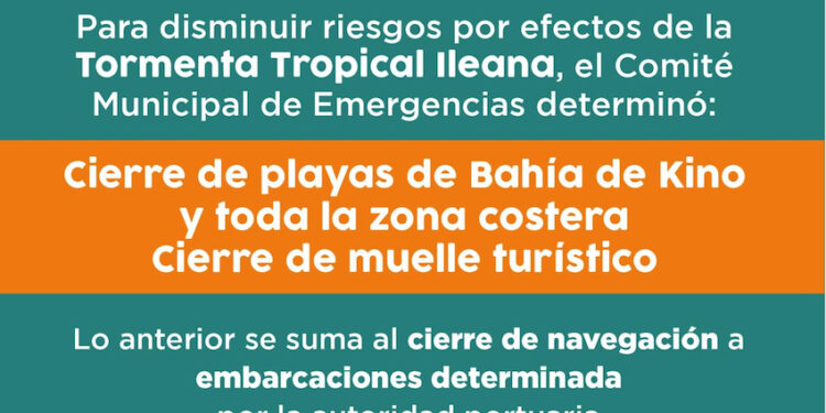 Acuerda Comité Operativo de Emergencias de Hermosillo el cierre de la playa de Bahía de Kino y comunidades costeras