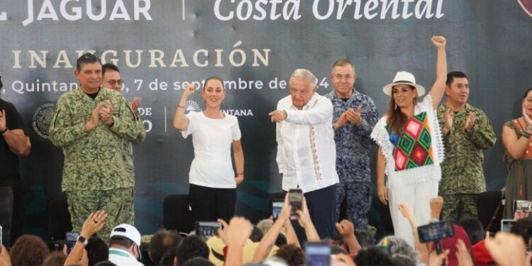 Inauguran AMLO y Sheinbaum el Parque del Jaguar en QR