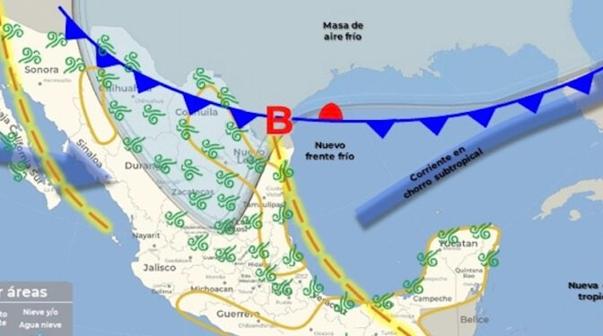 Se aproxima frente frío a frontera norte de Sonora