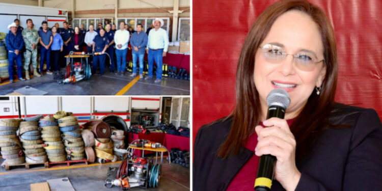 Entrega la doctora Karla Córdova González equipo a Bomberos Voluntarios