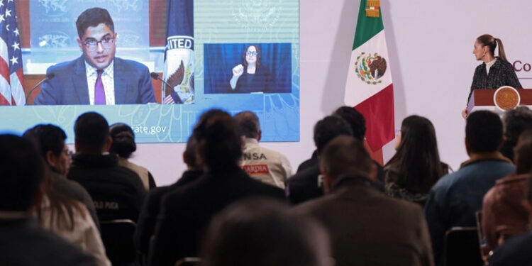 Secunda Sheinbaum mesura en Departamento de Estado de EU sobre seguridad