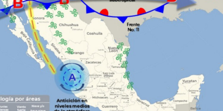 Durante hoy el frente frío No. 11 se extenderá sobre el territorio noroeste del país